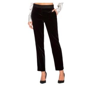 THEORY The Power Straight-Leg Velvet Trousers Career Cocktail Black Size 4